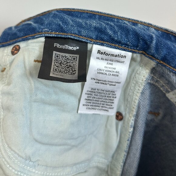 REFORMATION Val 90s Mid Rise Straight Jeans in Wash Pelican Size US 27 - Picture 9 of 13